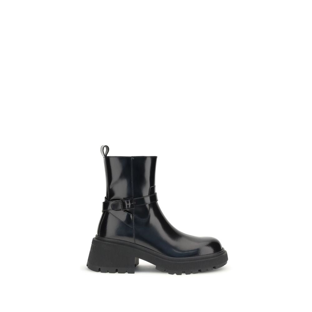 Black Calf Leather Bos Taurus Ankle Boots