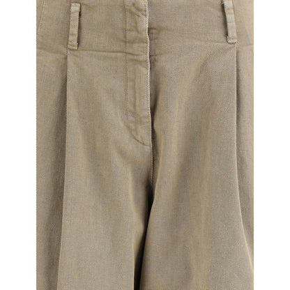 Bicolor Cotton Casual Pants