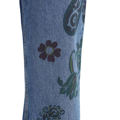 Flower and bee print flare Jeans