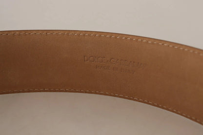 Brown Leather Gold Metal Oval Buckle Belt