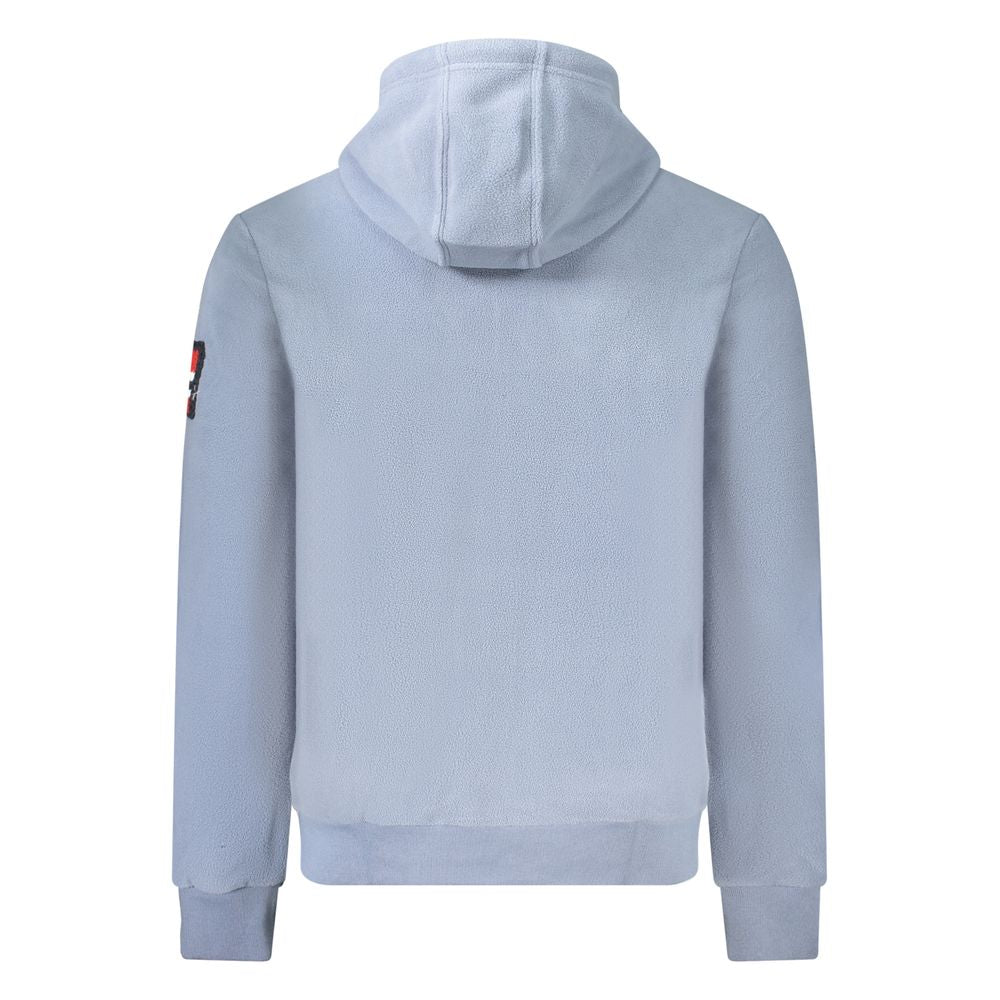 Blue Polyester Men's Hooded Sweater