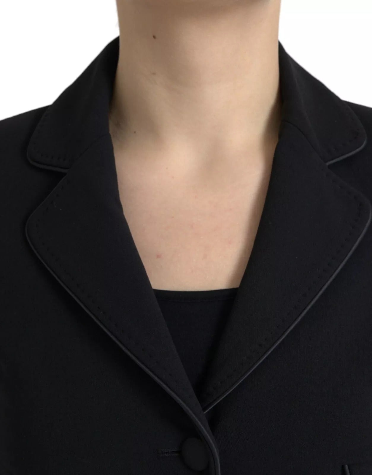 Black Wool Single Breasted Cropped Jacket