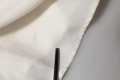 Ivory White Sleeveless Maxi Cupro Viscose Dress