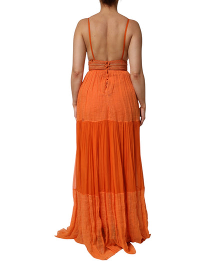 Orange Lace Bustier Layered Maxi Dress