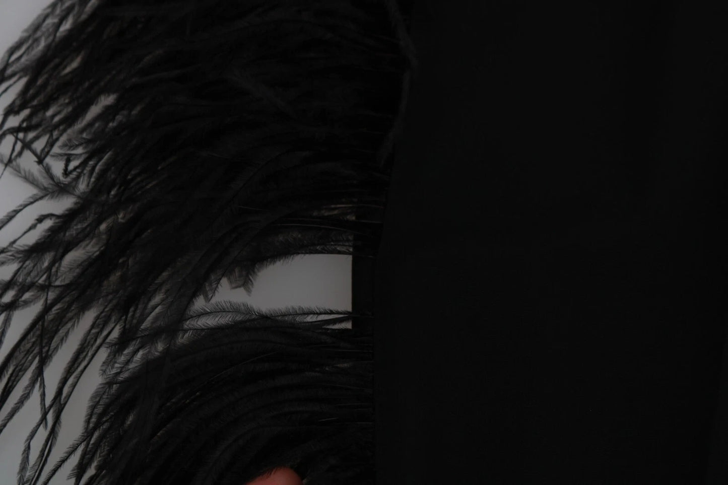 Black Feather Straight High Waist Pants