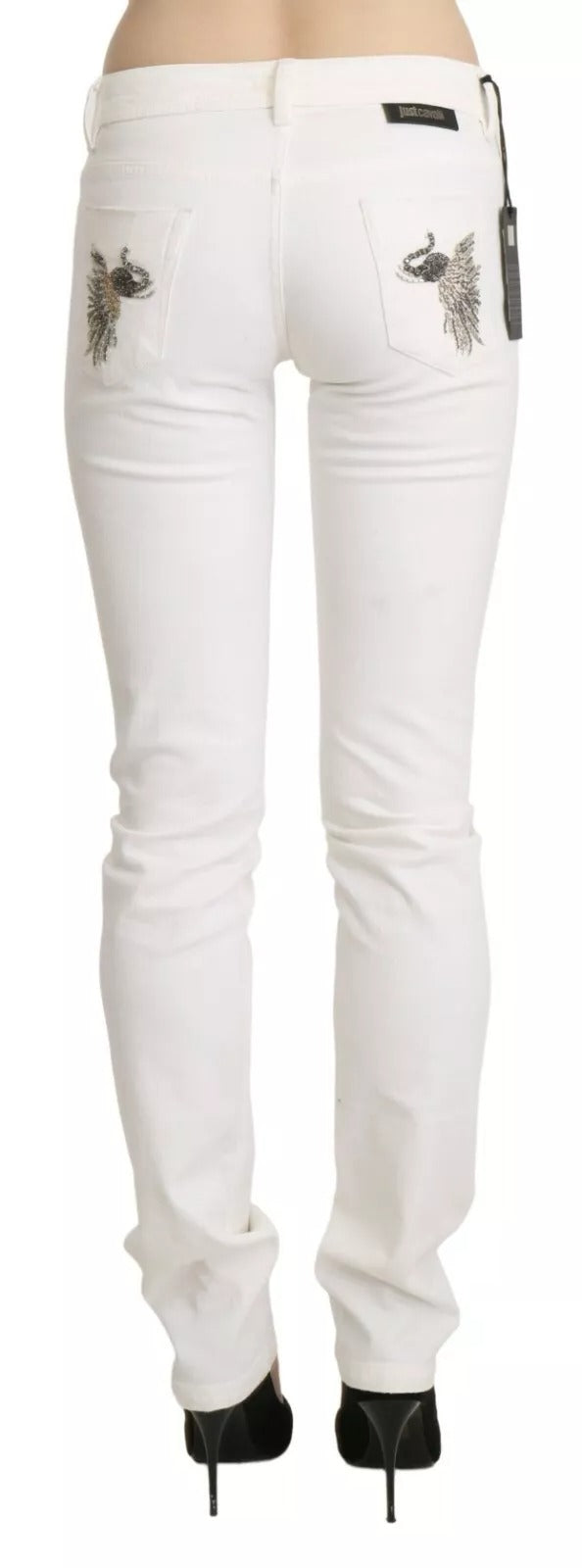 White Cotton Slim Fit Mid Waist Skinny Trouser Jeans
