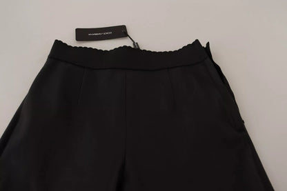 Black Leather Elastic Waist Trouser Pants