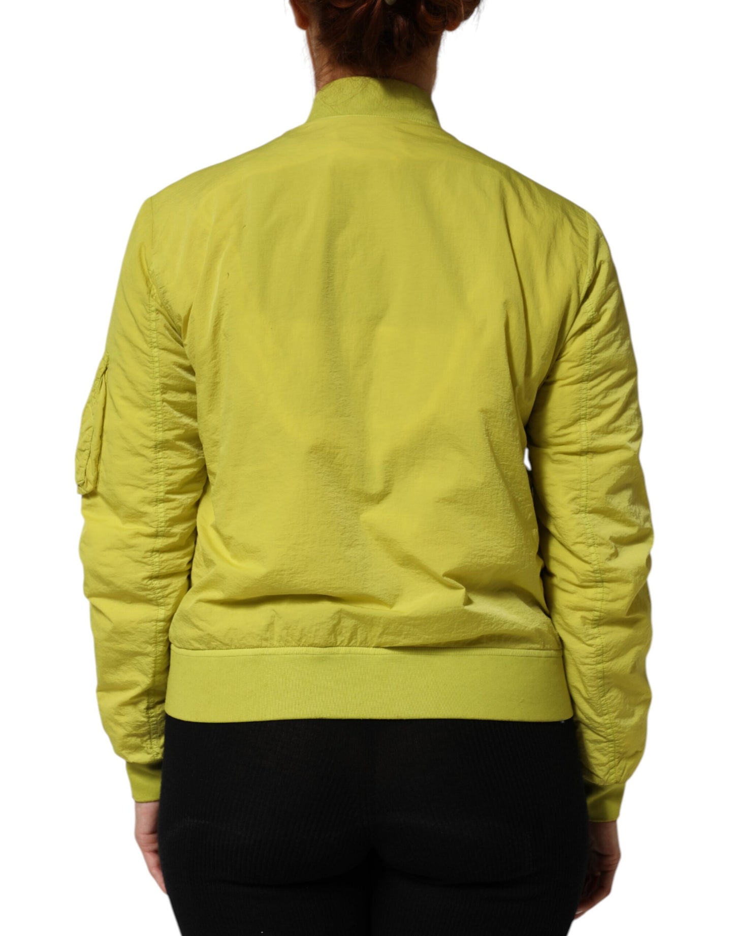 Yellow Polyamide Zipper Bomber Women’s Jacket