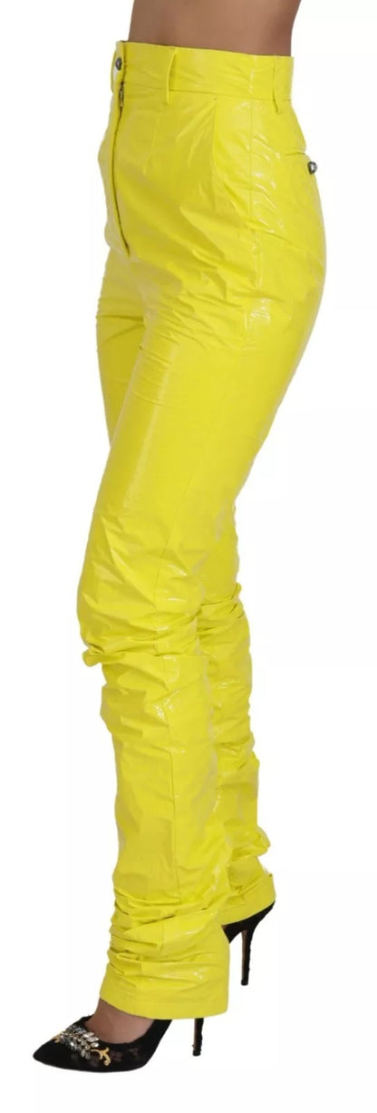 Yellow High Waist Skinny Women Trouser Pants