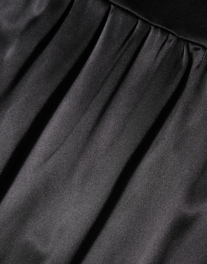 Black Silk Blend Lace Trim Sleeveless Mini Dress