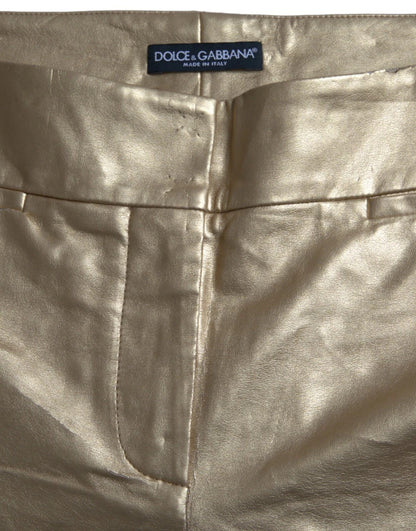 Gold High Waist Skinny Women Metallic Pants