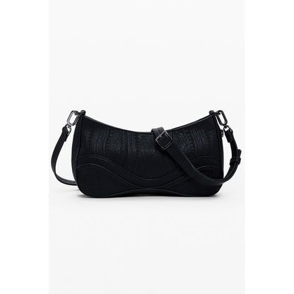 Black Polyethylene Women Handbag