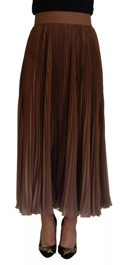 Beige Longuette Plisse Chiffon Midi Skirt