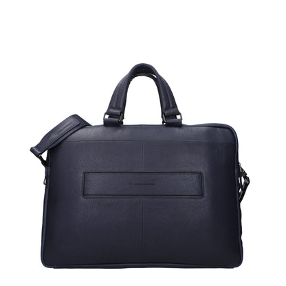 Blue Leather Business And Laptop Bag