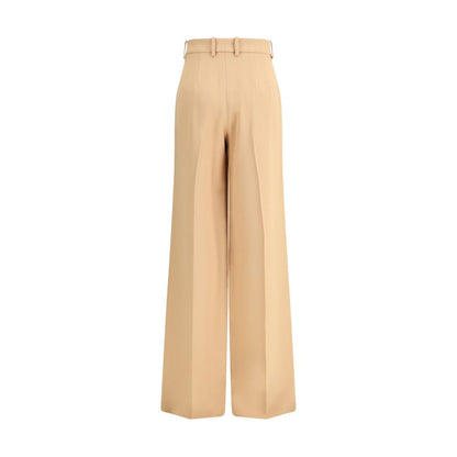 Beige Viscose Casual Pants