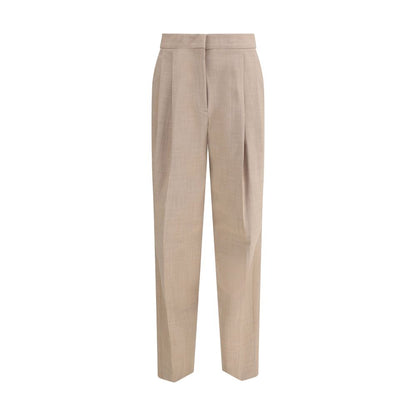 Beige Fleece Wool Dress Pants