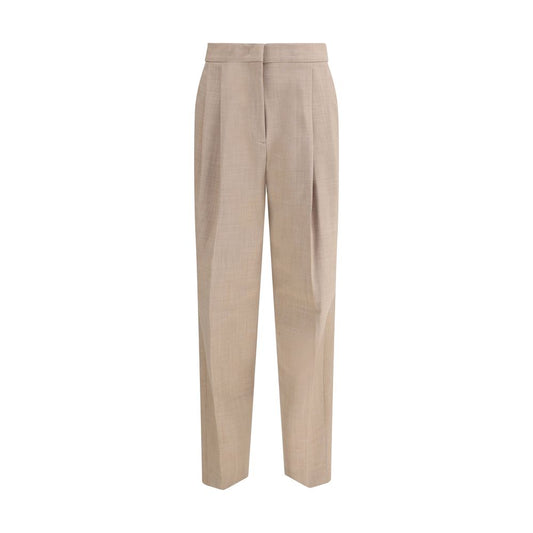 Beige Fleece Wool Dress Pants