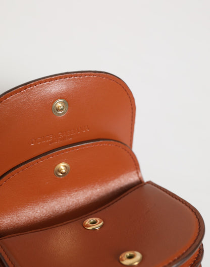 Brown Leopard Print Calf Leather Small Coin Purse Wallet