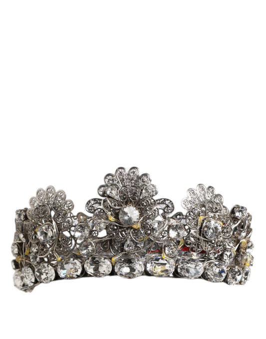 LED Crystal Embellished Silver Floral Filigree Crown Tiara