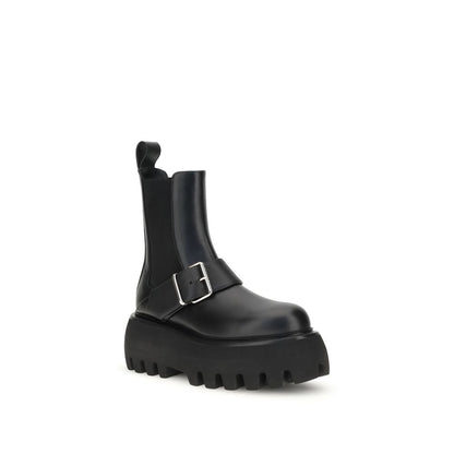 Black Calf Leather Bos Taurus Ankle Boots