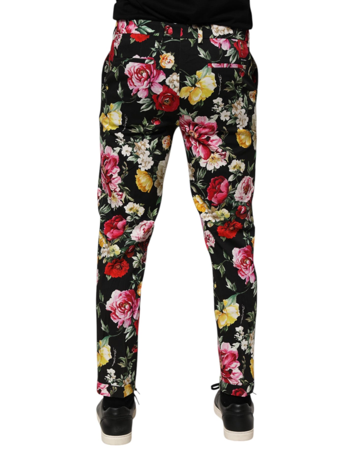 Black Floral Cotton Dress Formal Trouser Pants