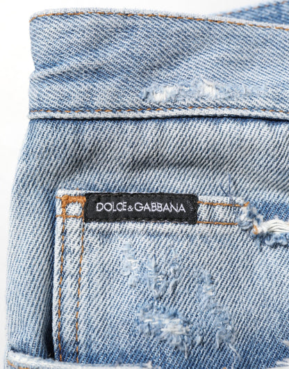 Blue Distressed Ripped Denim Trouser Jeans