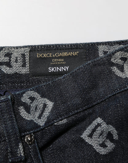 Black DG Monogram Cotton Skinny Denim Jeans
