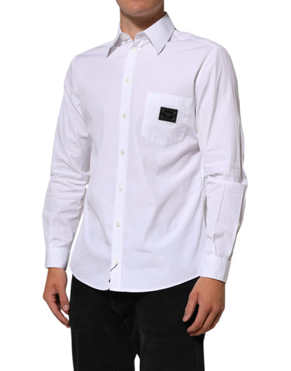 White Logo Plaque Collared Formal Dress  Shirt