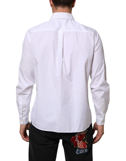 White Logo Plaque Collared Formal Dress  Shirt