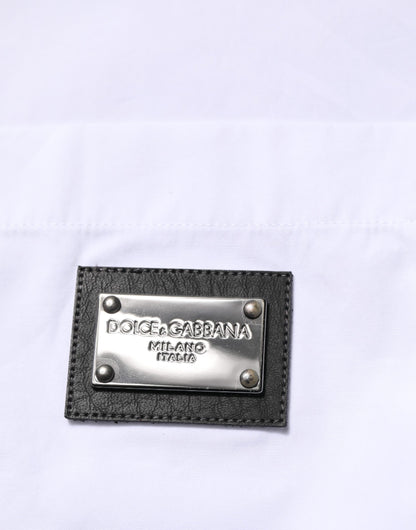 White Logo Plaque Collared Formal Dress  Shirt