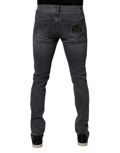 Dark Gray Cotton Stretch Skinny Denim Jeans
