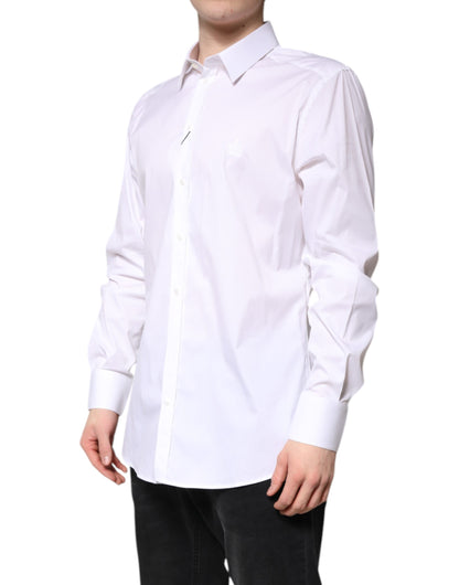 White Cotton Collared GOLD FormalDress Shirt