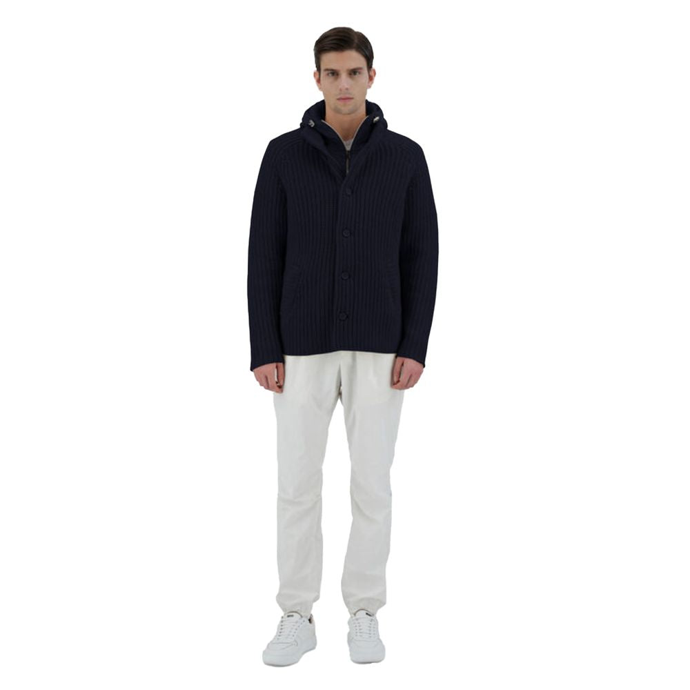 Blue Wool Men Bomber Jacket