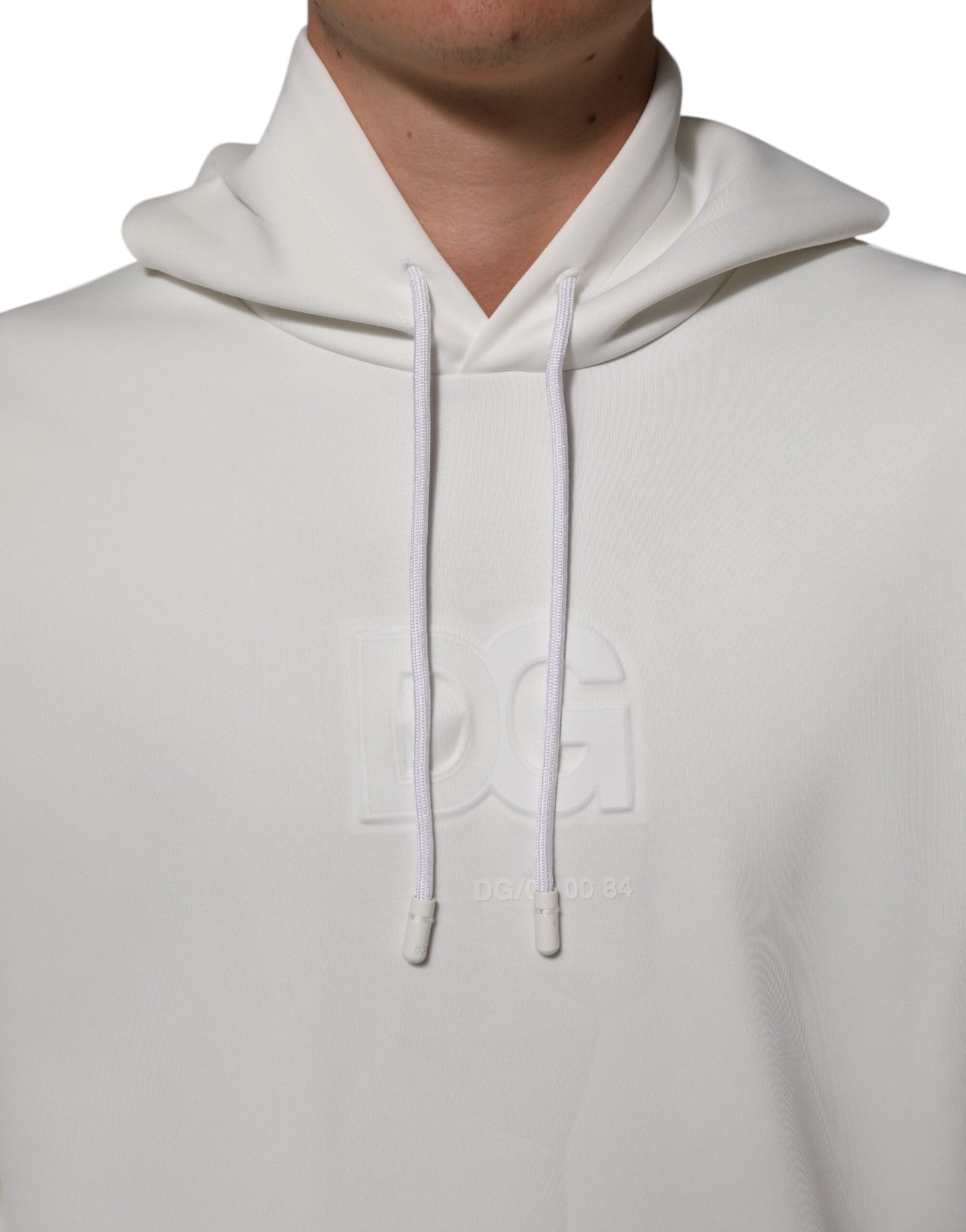 White Logo Hooded Men Sweatshirt  Sweater
