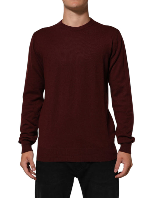 Maroon Cashmere Crew Neck Pullover Sweater