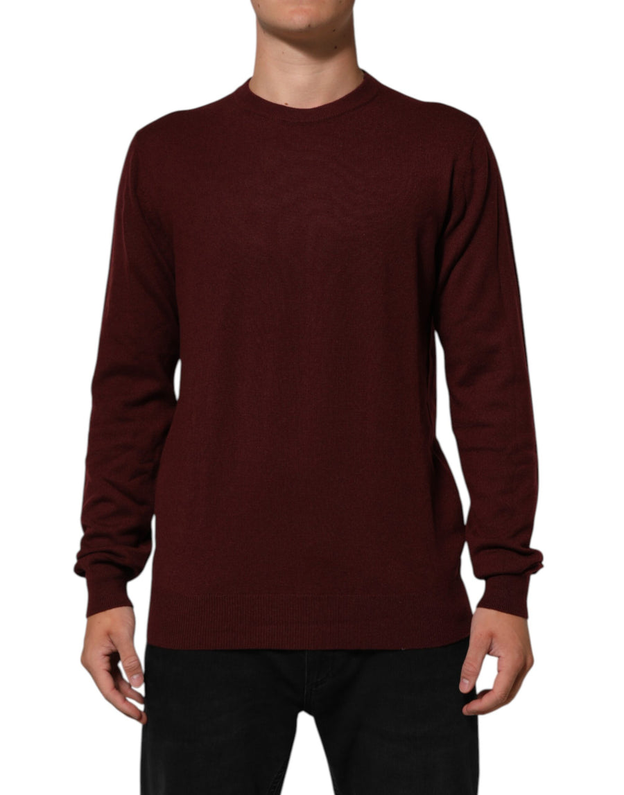 Maroon Cashmere Crew Neck Pullover Sweater