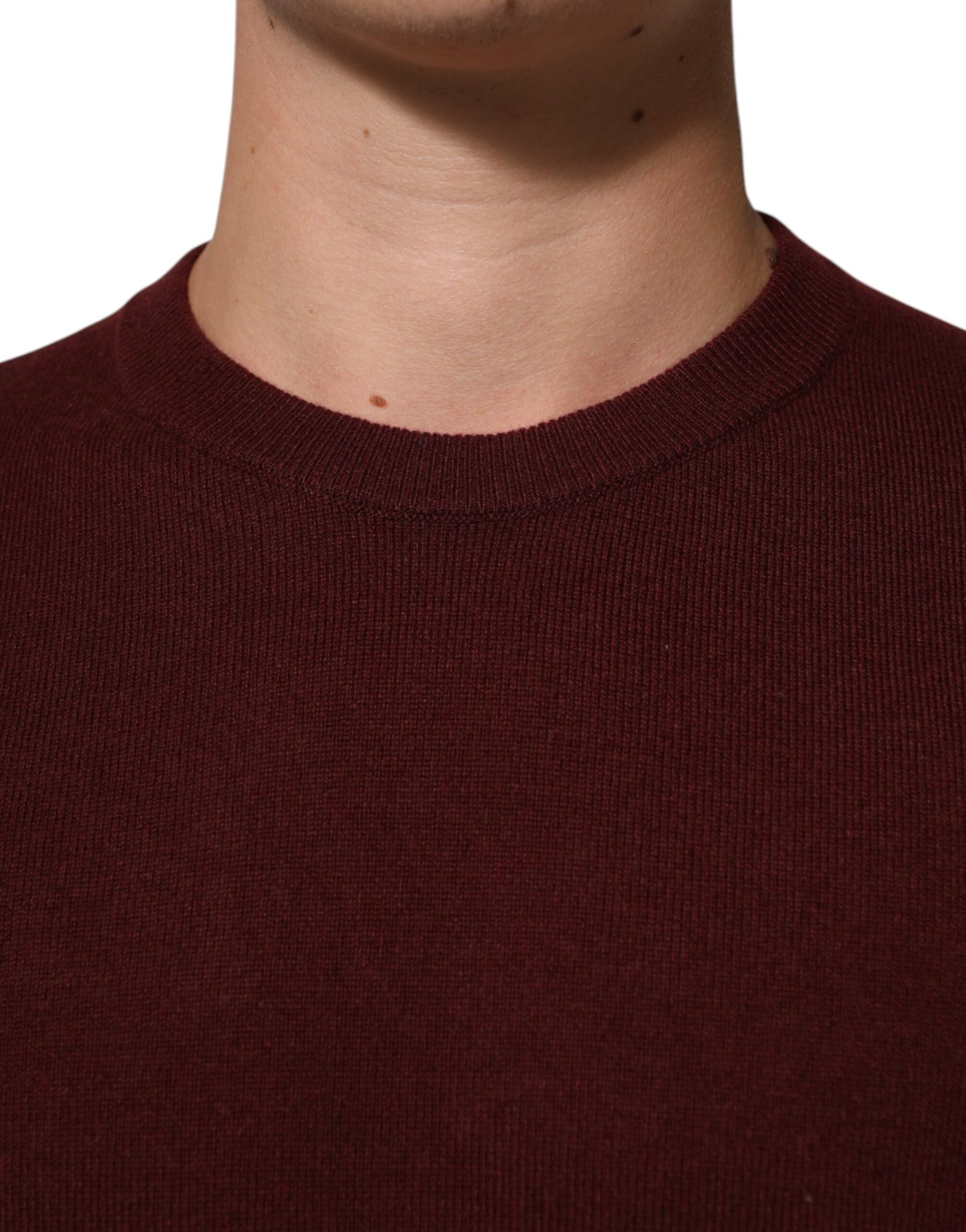 Maroon Cashmere Crew Neck Pullover Sweater