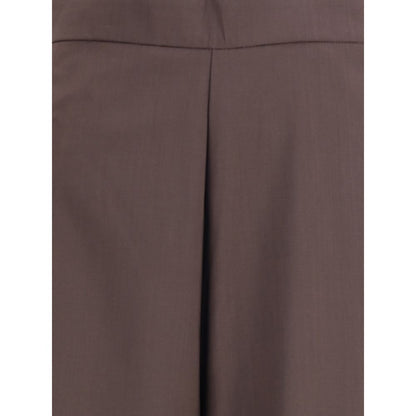 Brown Fleece Wool Casual Pants