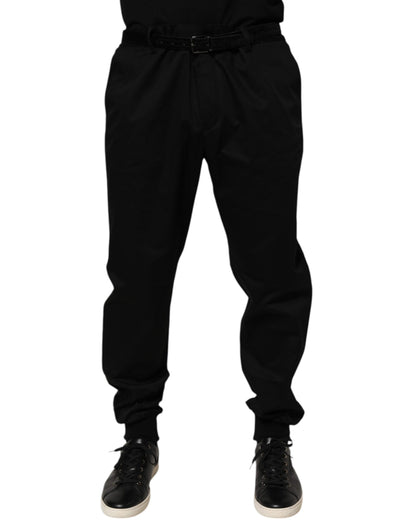 Black Cotton Stretch Casual Trouser Pants