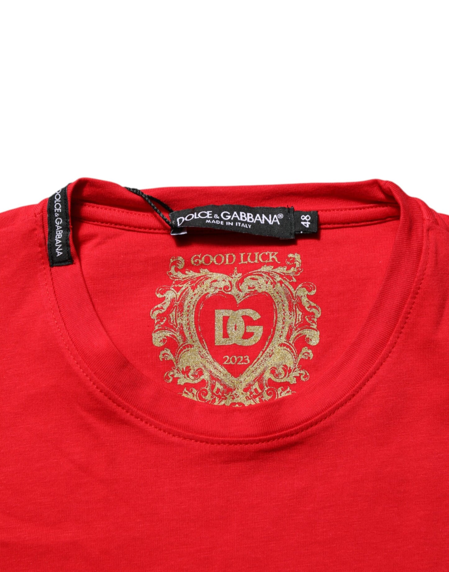 Red Goodluck 2023 Cotton Crew Neck T-shirt