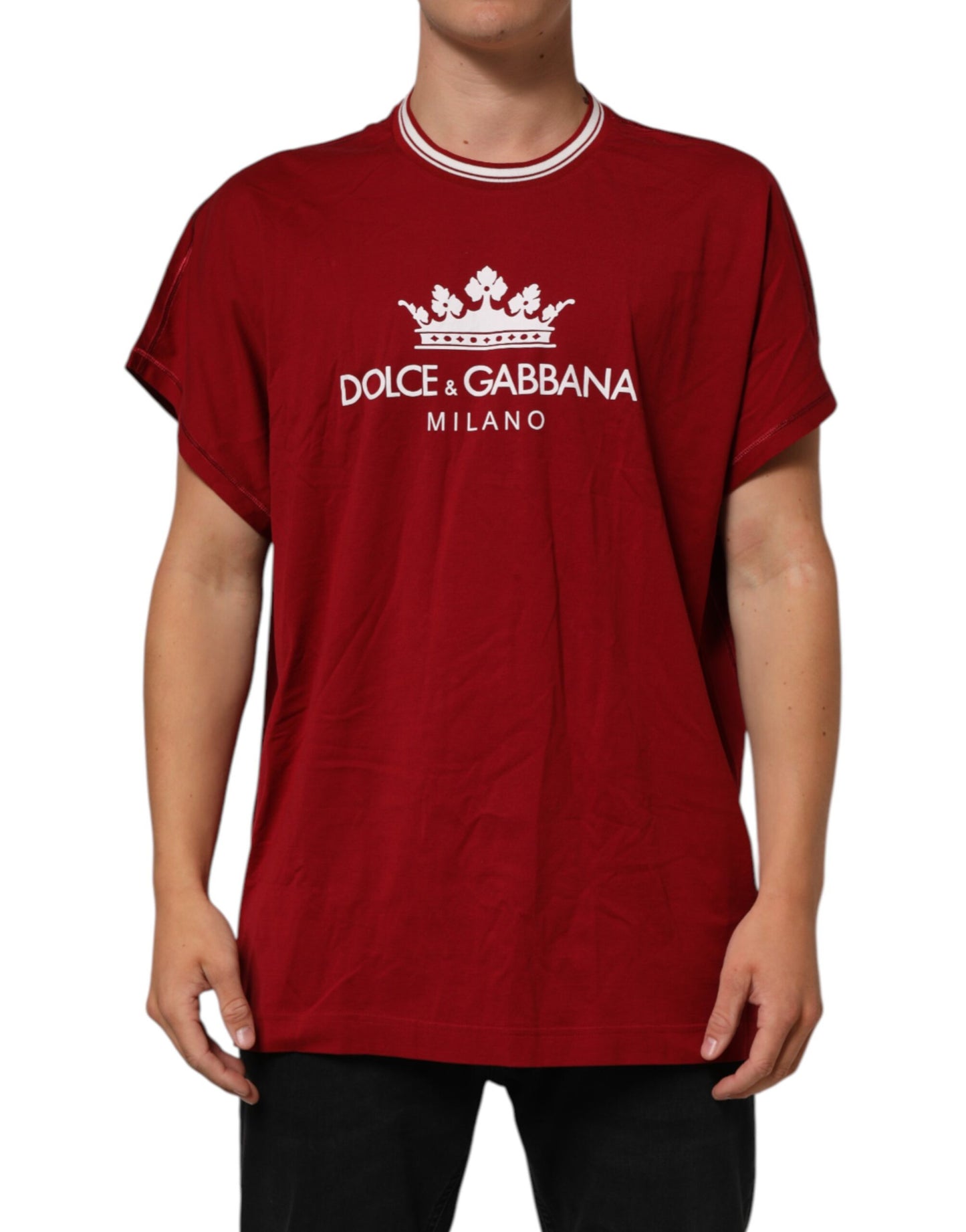 Maroon LogoCrown Cotton Half Sleeve T-shirt