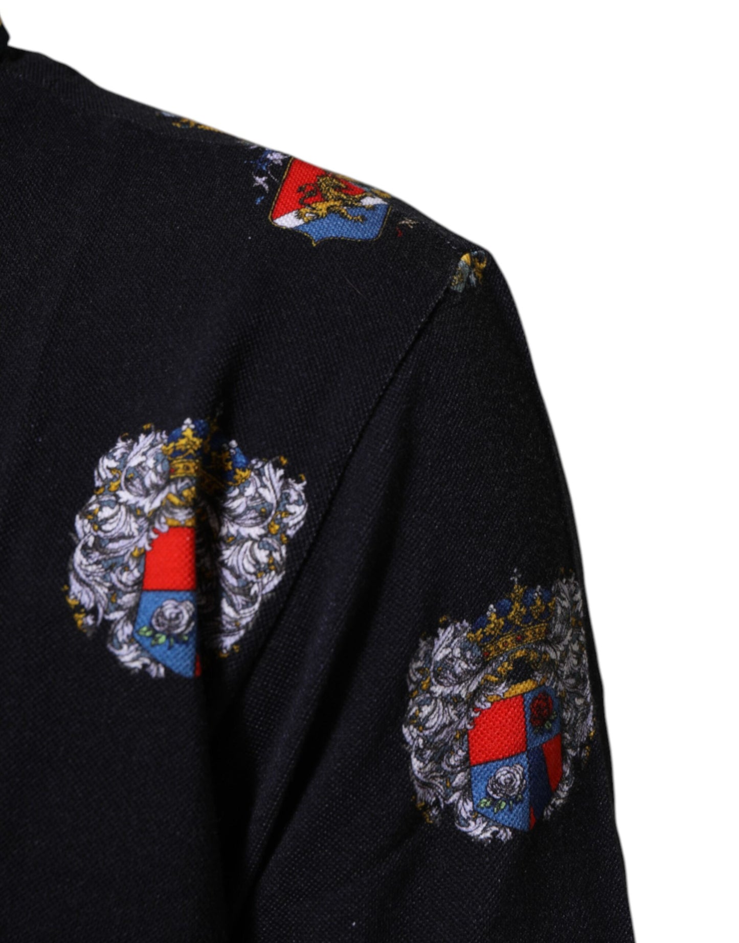 Blue Heraldic Crest Print Polo Shirt T-shirt
