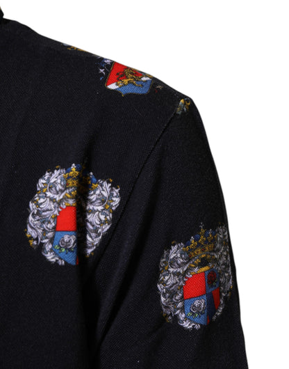 Blue Heraldic Crest Print Polo Shirt T-shirt