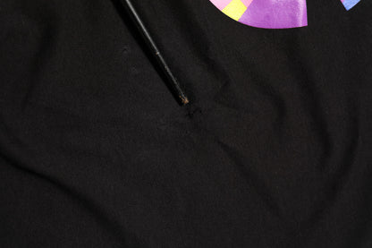 Black Logo Print Cotton Crew Neck  T-shirt