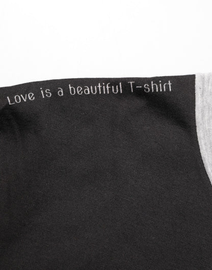 Black Cotton Logo Print Men Crew Neck T-shirt