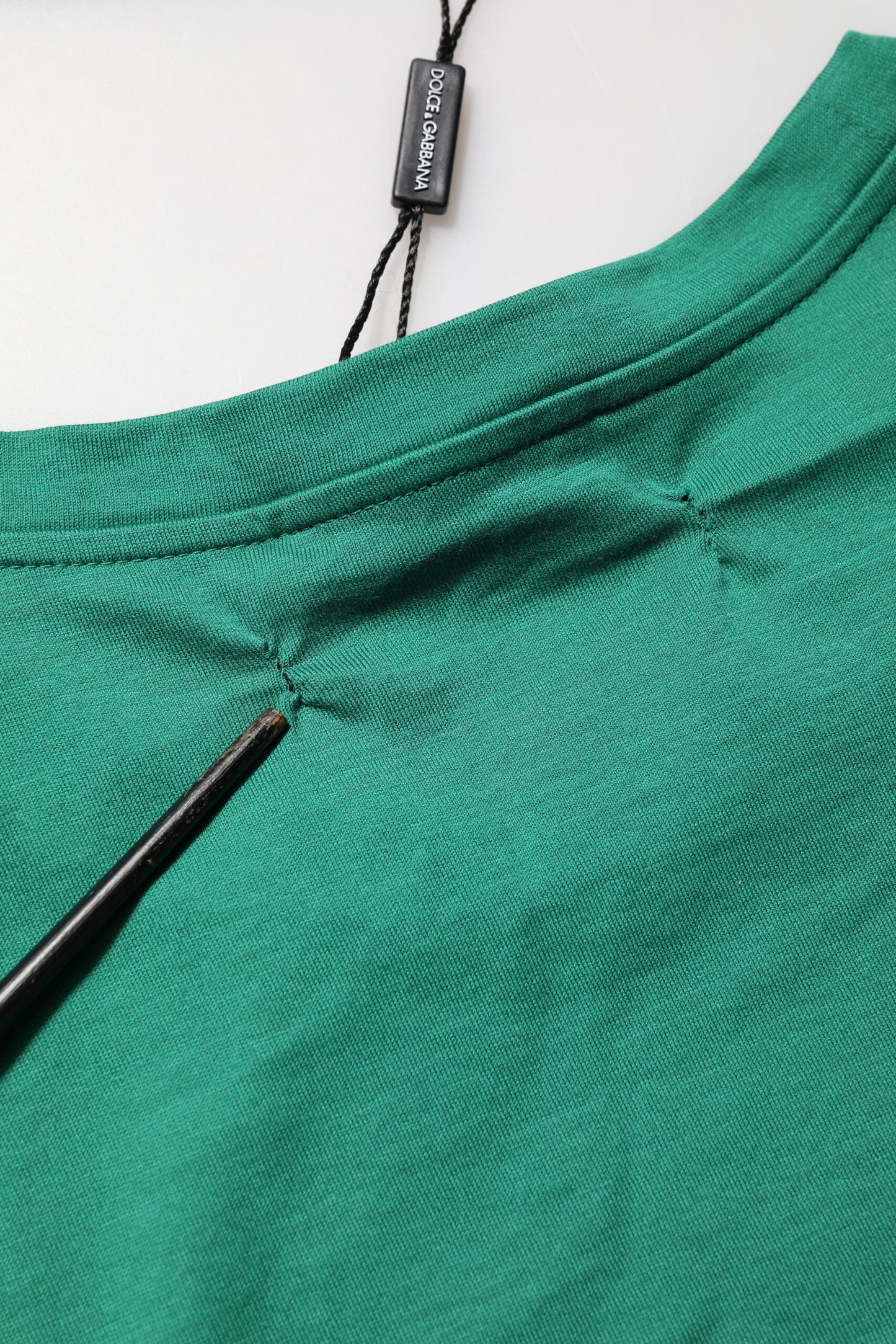 Green Cotton Graphic Logo Print Crewneck T-shirt