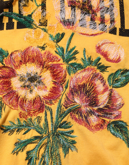 Yellow Secret Graden Floral Cotton Crew Neck T-shirt