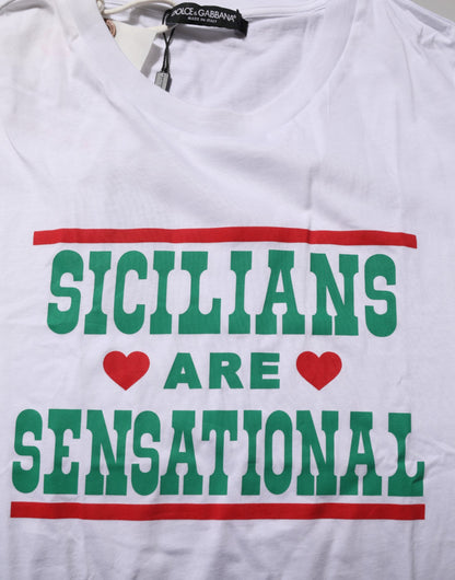 White Graphic Print Cotton Crew Neck T-shirt