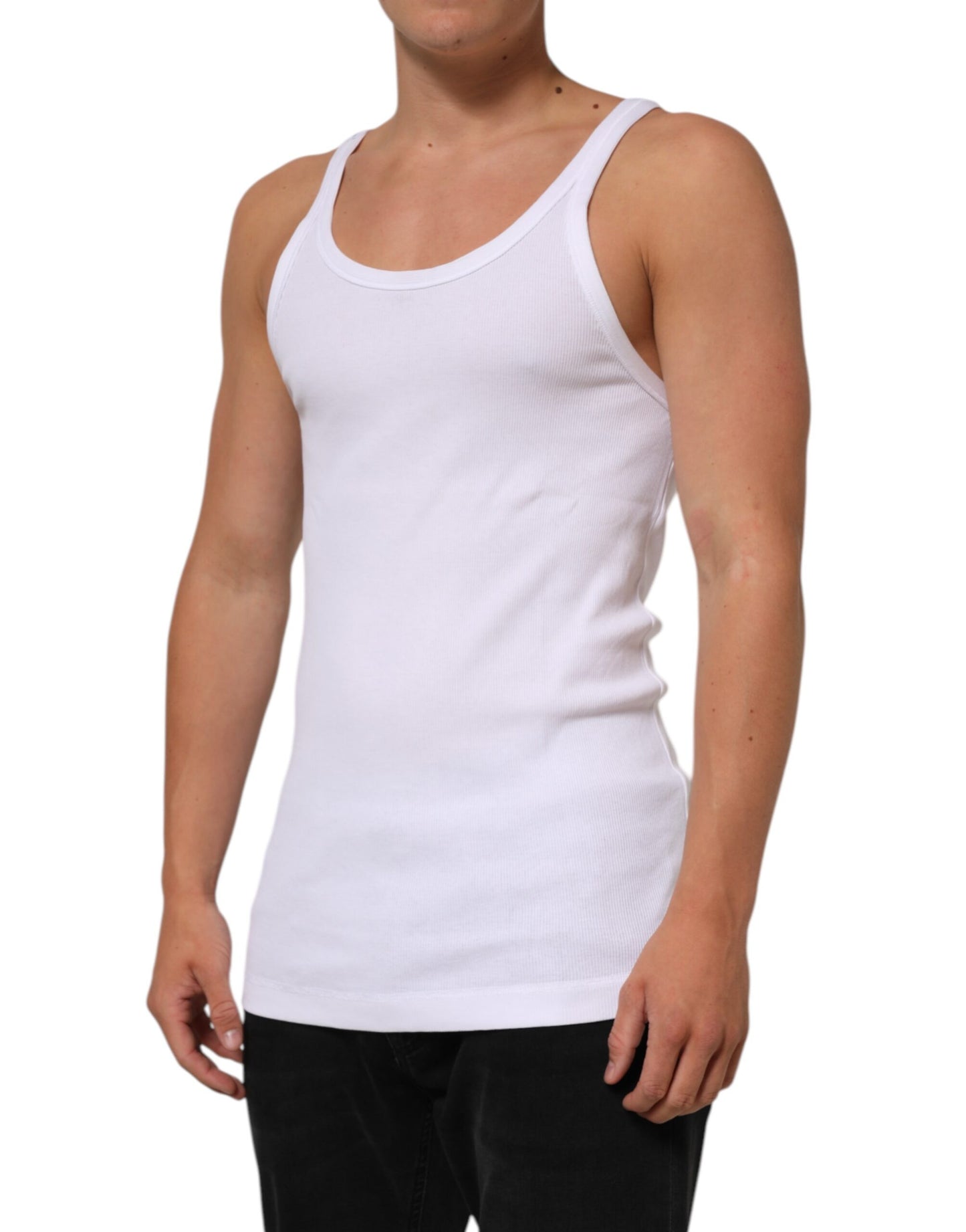 White Sleeveless Round Neck Tank Top T-shirt