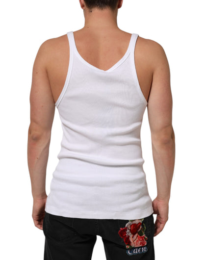 White Sleeveless Round Neck Tank Top T-shirt